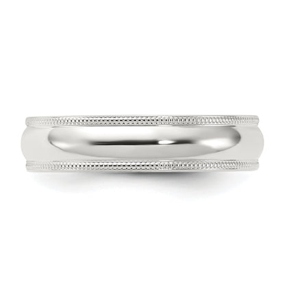 Sterlingsilber 5mm Komfort-Passform Halb Rund Milgrain Größe 13.5 Ring