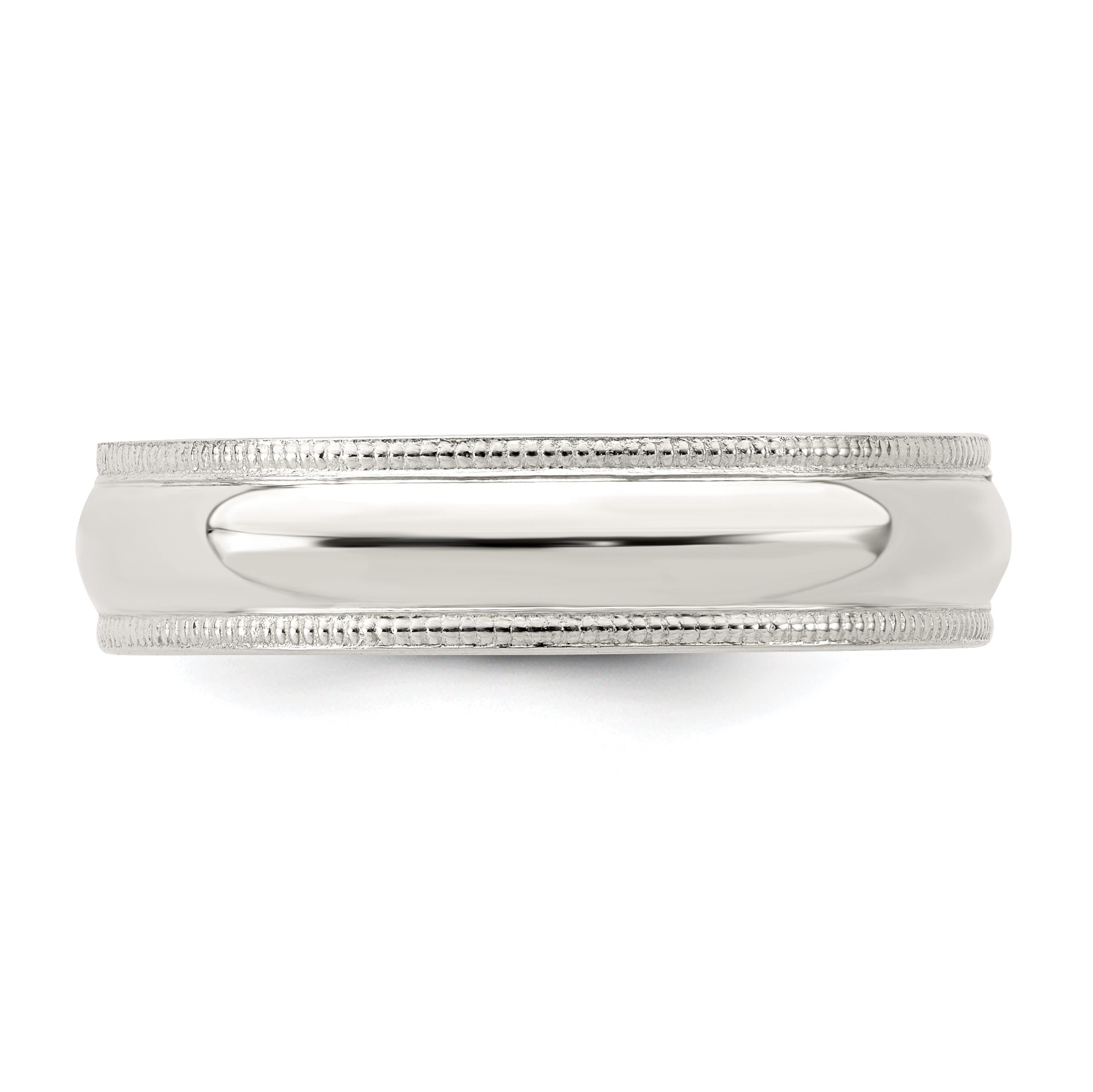 Sterlingsilber 5mm Komfort-Passform Halb Rund Milgrain Größe 13.5 Ring