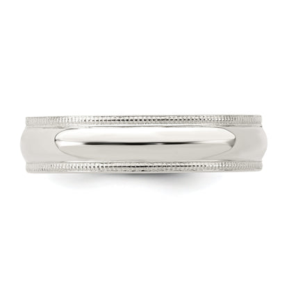 Sterlingsilber 5mm Komfort-Passform Halb Rund Milgrain Größe 13.5 Ring