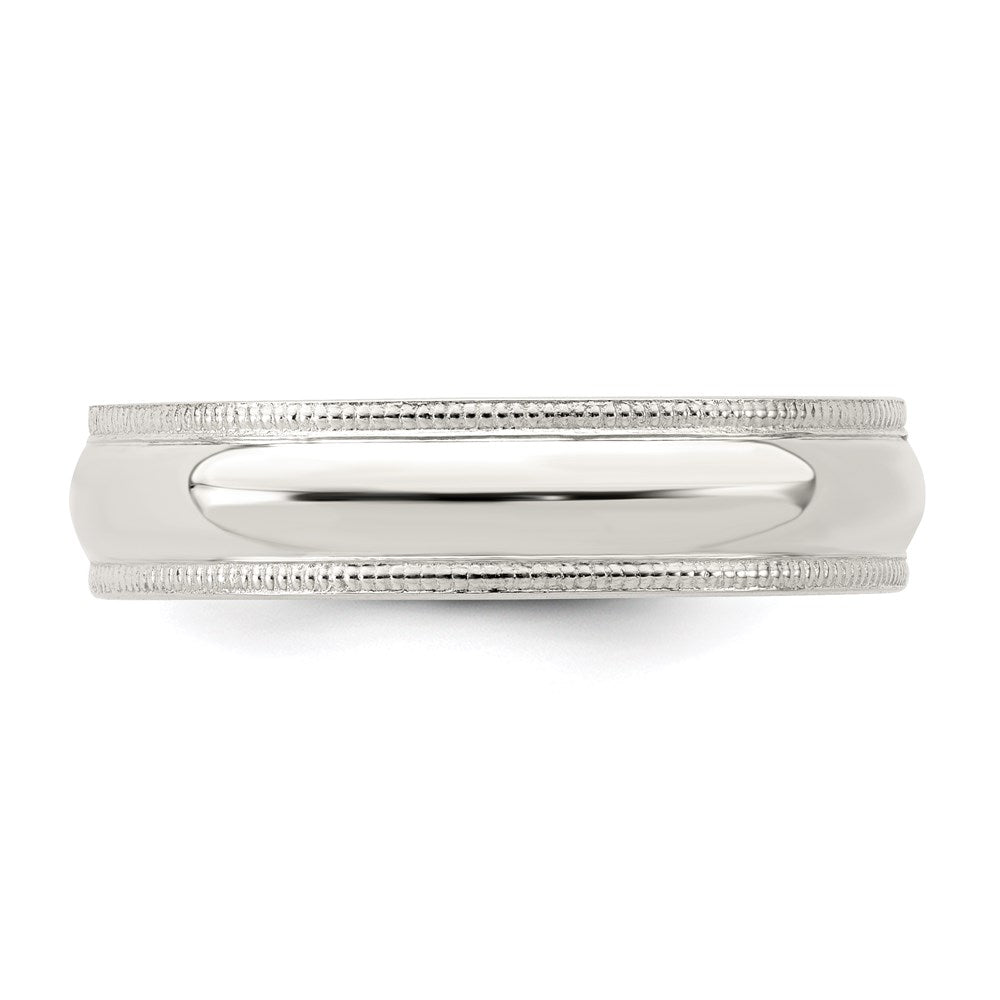 Sterlingsilber 5mm Komfort-Passform Halb Rund Milgrain Größe 9.5 Ring