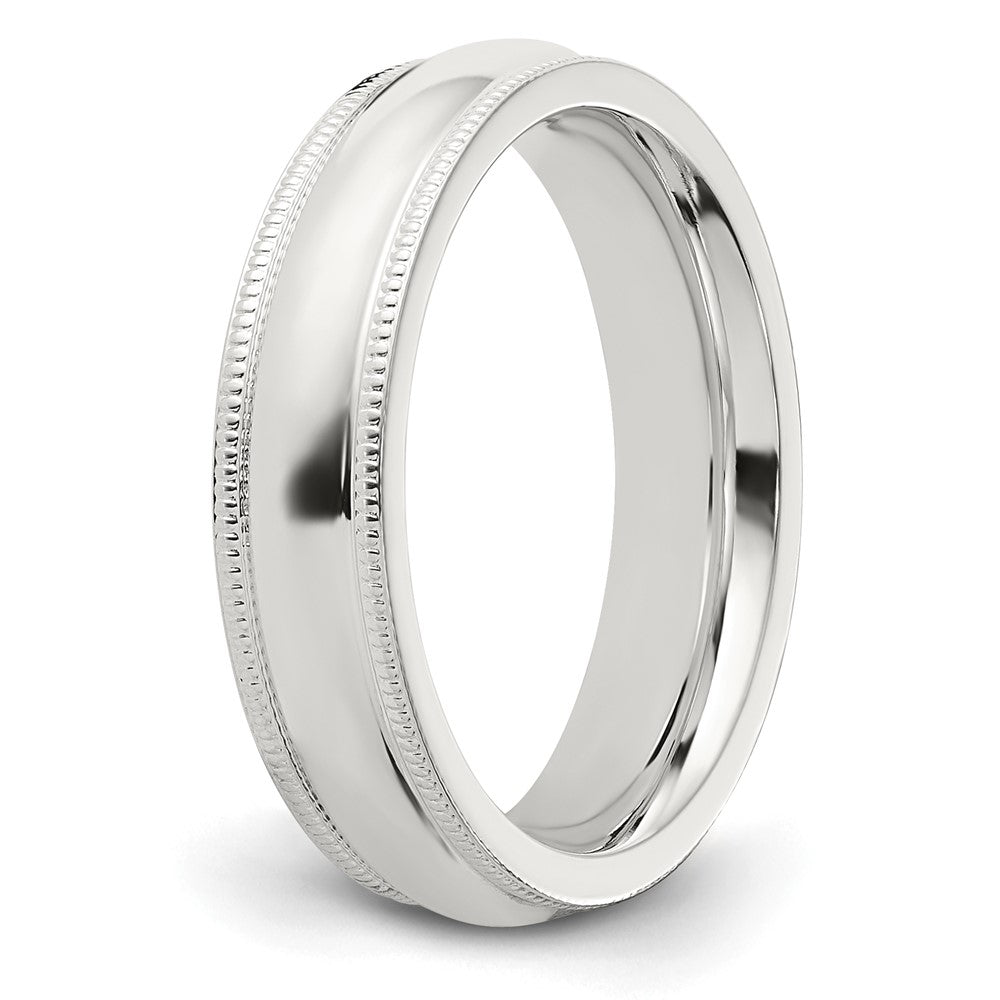 Sterlingsilber 5mm Komfort-Passform Halb Rund Milgrain Größe 5.5 Ring