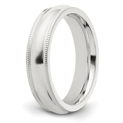 Sterlingsilber 5mm Komfort-Passform Halb Rund Milgrain Größe 13.5 Ring