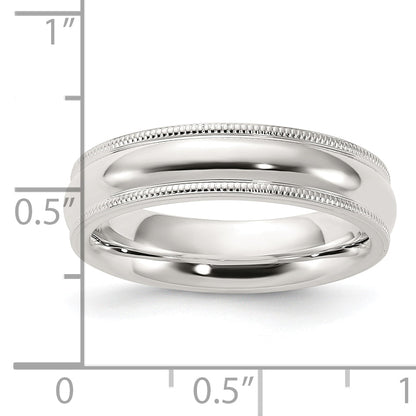 Sterlingsilber 5mm Komfort-Passform Halb Rund Milgrain Größe 13.5 Ring