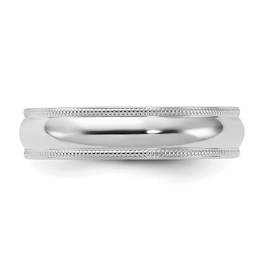Sterlingsilber Rhodiniert 5mm Komfort-Passform Milgrain Ring