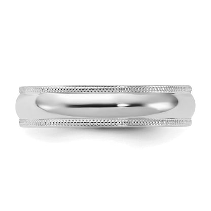 Sterlingsilber Rhodiniert 5mm Komfort-Passform Milgrain Ring