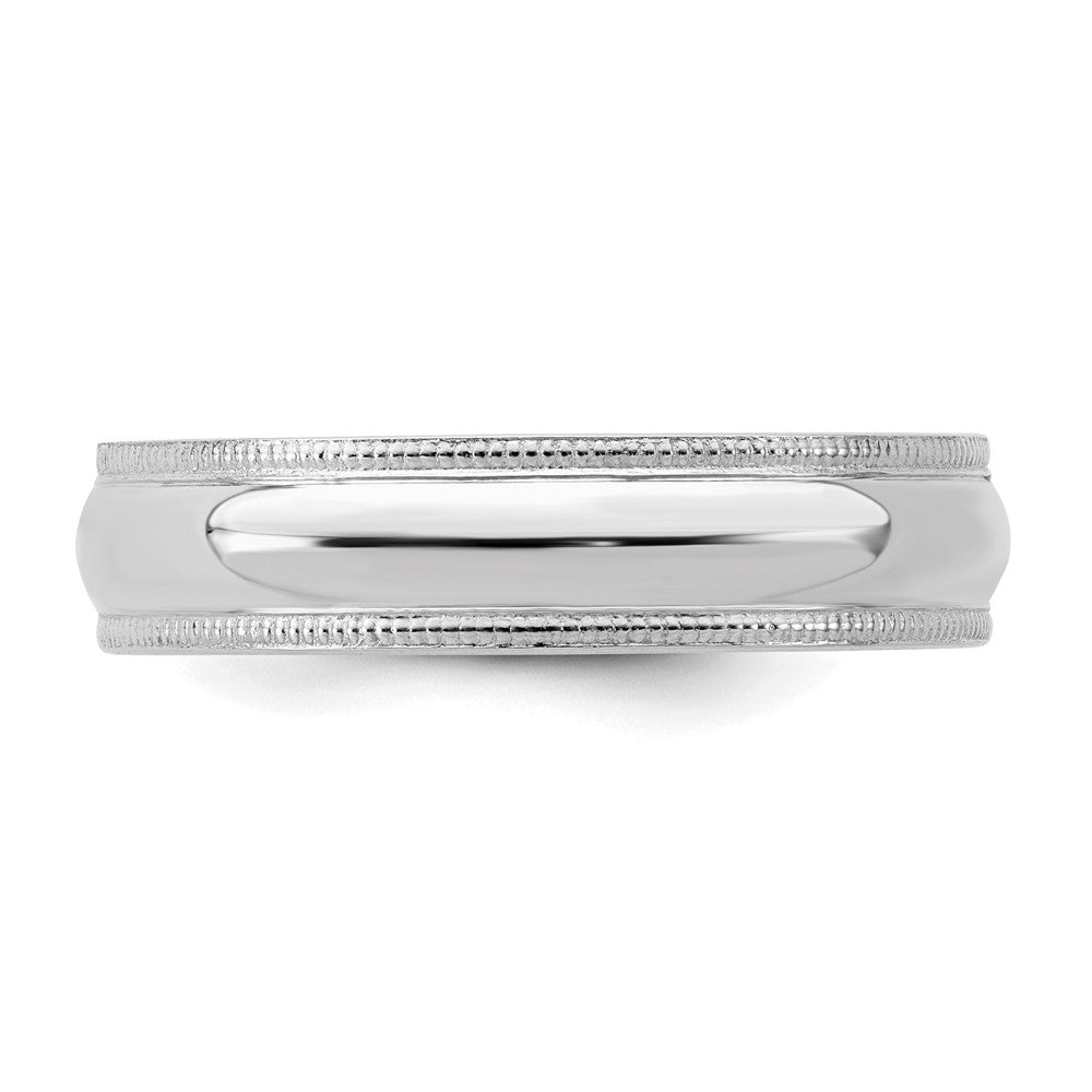 Sterlingsilber Rhodiniert 5mm Komfort-Passform Milgrain Ring