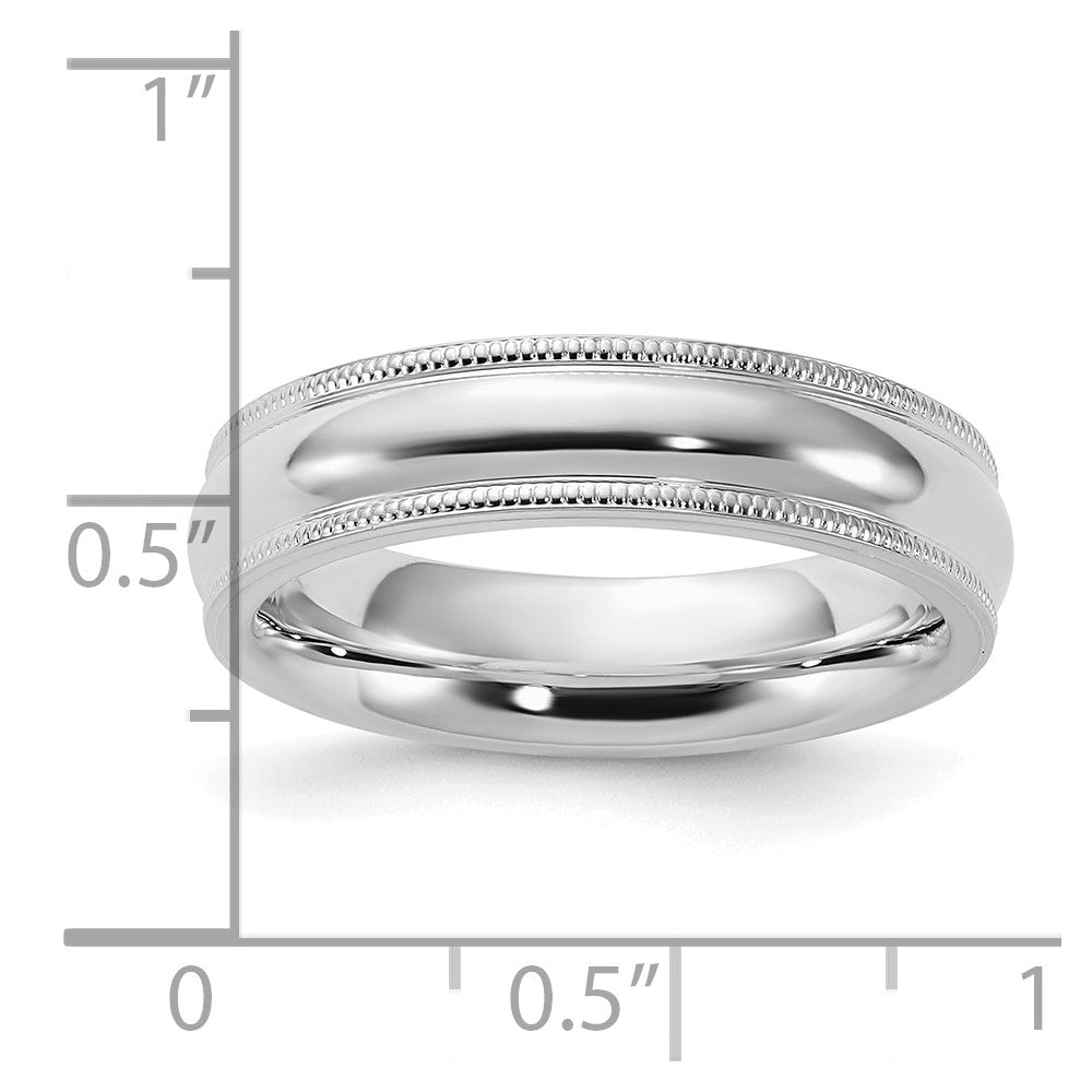 Sterlingsilber Rhodiniert 5mm Komfort-Passform Milgrain Ring