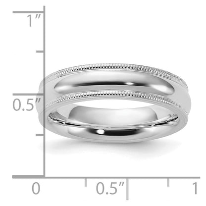 Sterlingsilber Rhodiniert 5mm Komfort-Passform Milgrain Ring