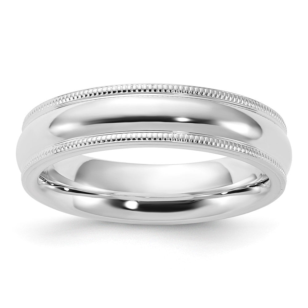 Sterlingsilber 5mm Komfort-Passform Halb Rund Milgrain Größe 13 Ring