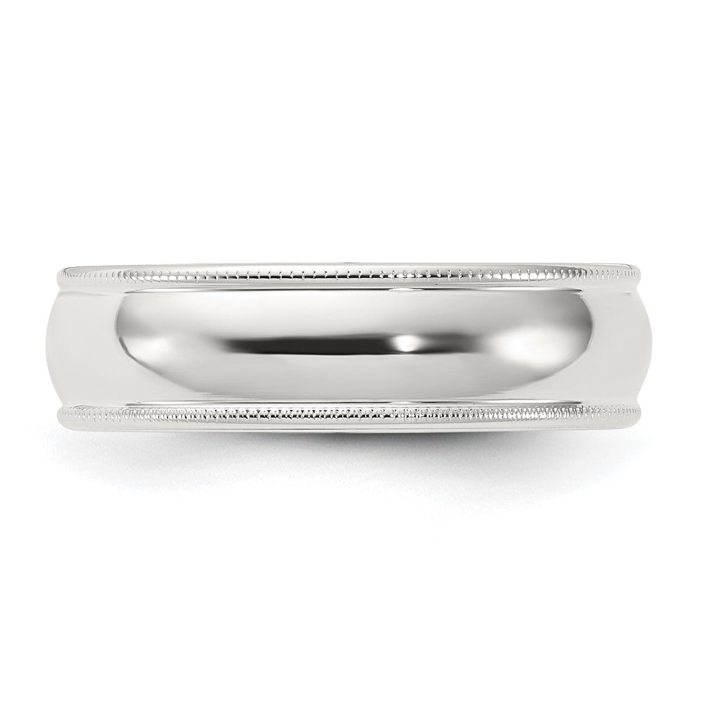 Sterlingsilber 6mm Komfort-Passform Halb Rund Milgrain Größe 13 Ring