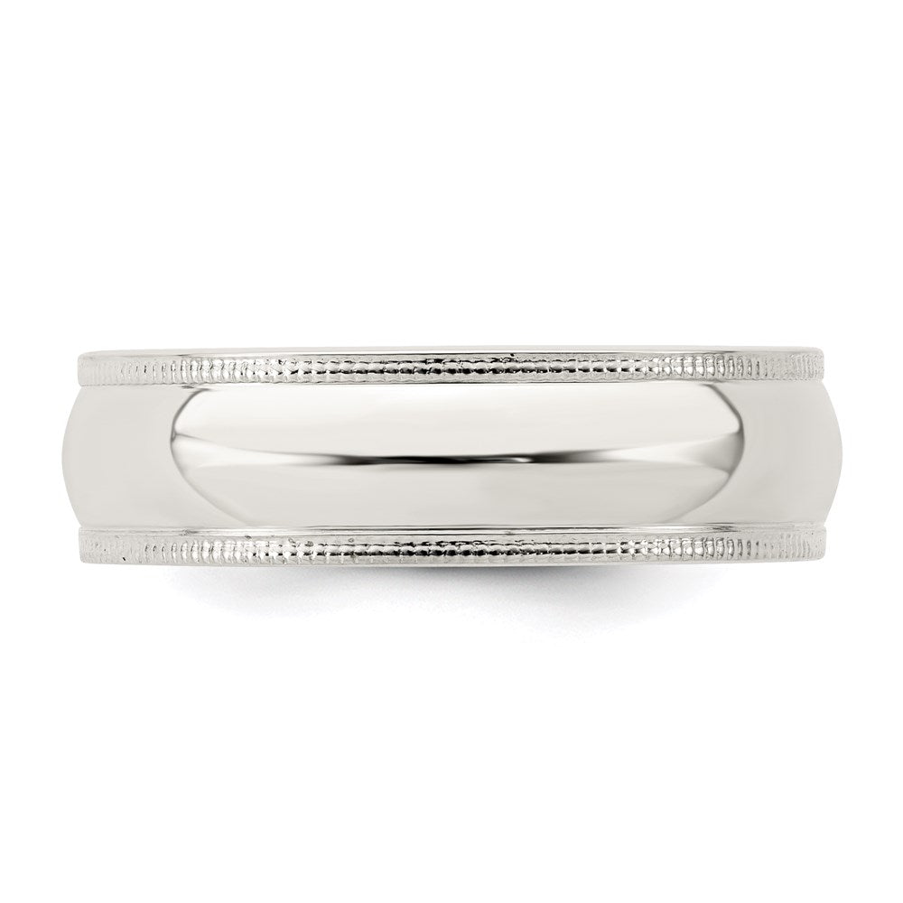 Sterlingsilber 6mm Komfort-Passform Halb Rund Milgrain Größe 12 Ring