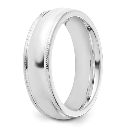 Sterlingsilber 6mm Komfort-Passform Halb Rund Milgrain Größe 13 Ring