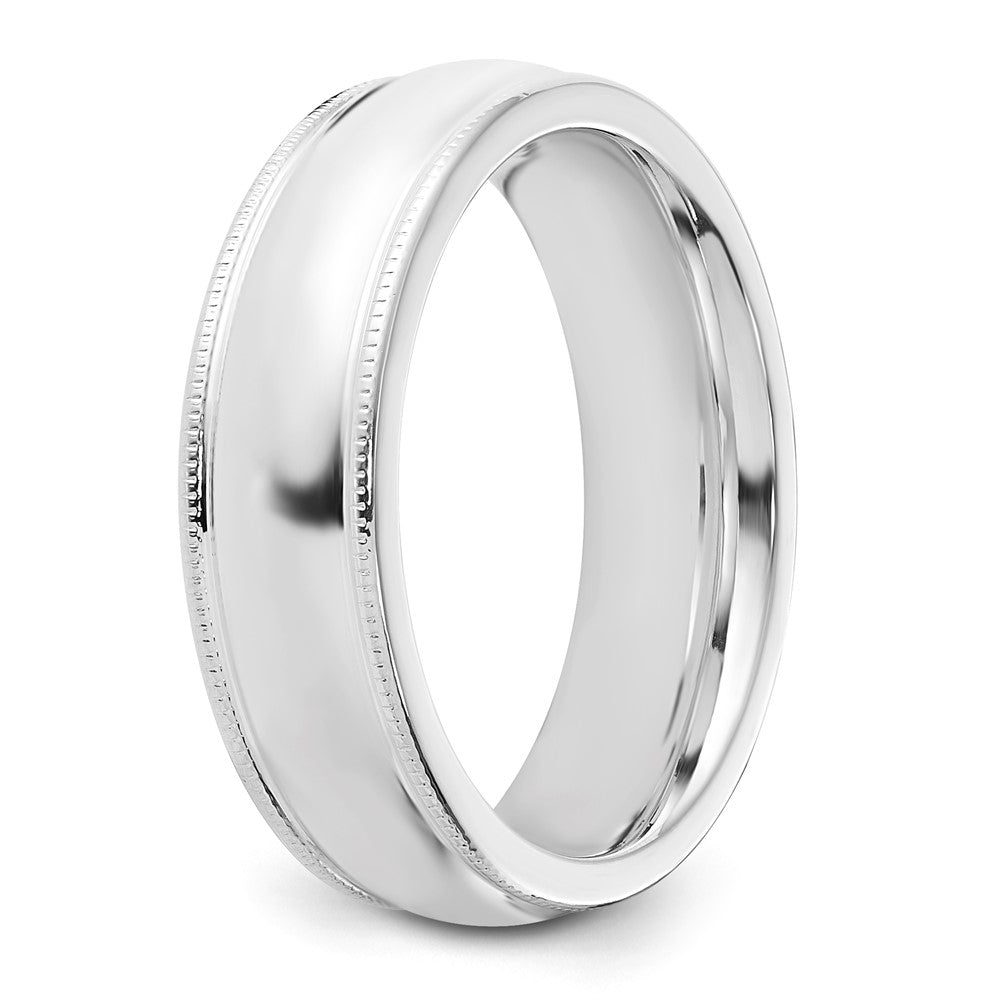 Sterlingsilber 6mm Komfort-Passform Halb Rund Milgrain Größe 11 Ring