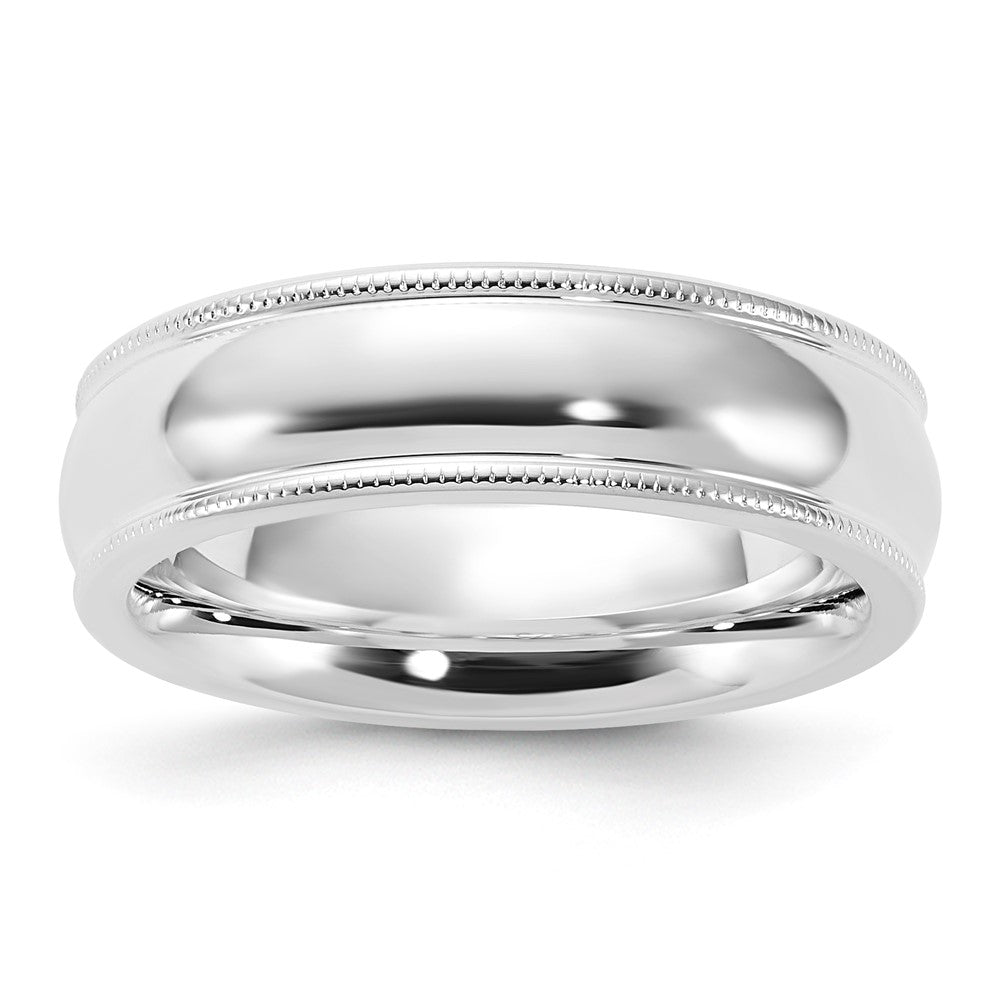 Sterlingsilber 6mm Komfort-Passform Halb Rund Milgrain Größe 12 Ring