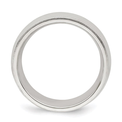 Sterlingsilber 7mm Komfort-Passform Halb Rund Milgrain Größe 12 Ring