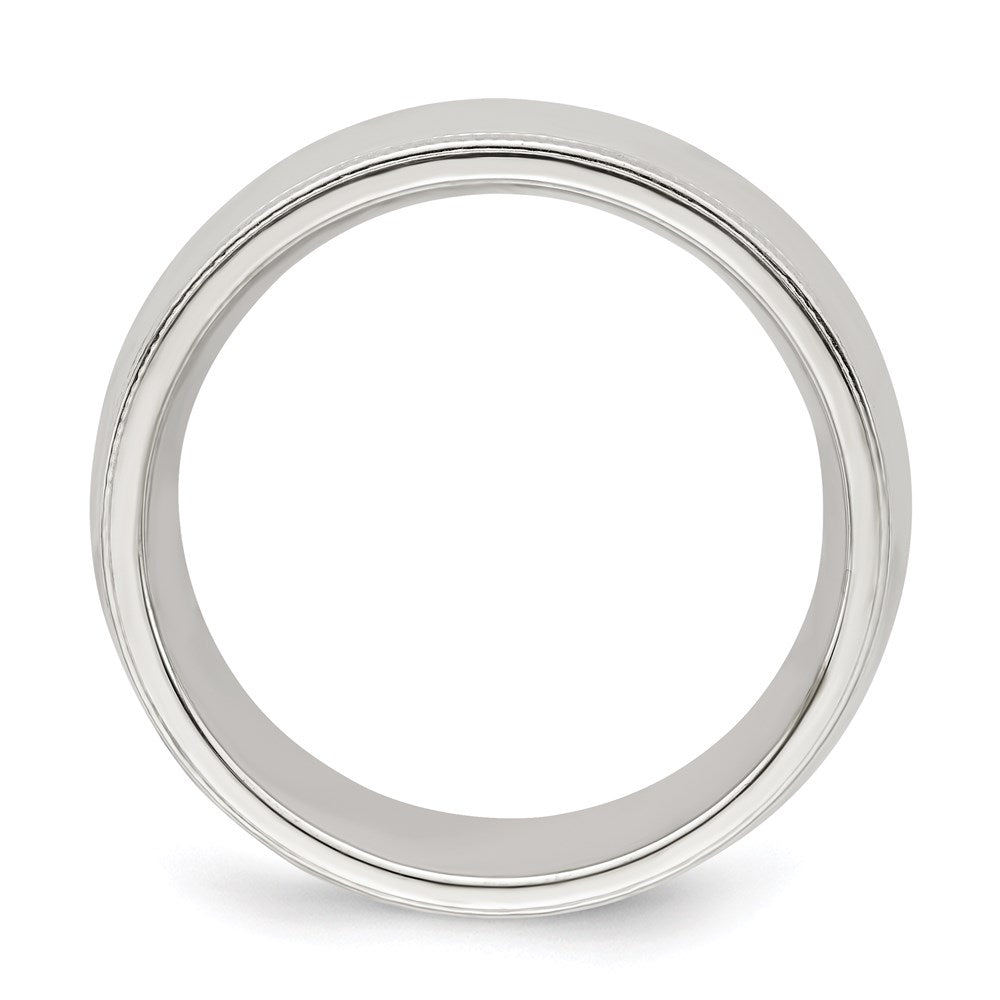 Sterlingsilber 7mm Komfort-Passform Halb Rund Milgrain Größe 4.5 Ring