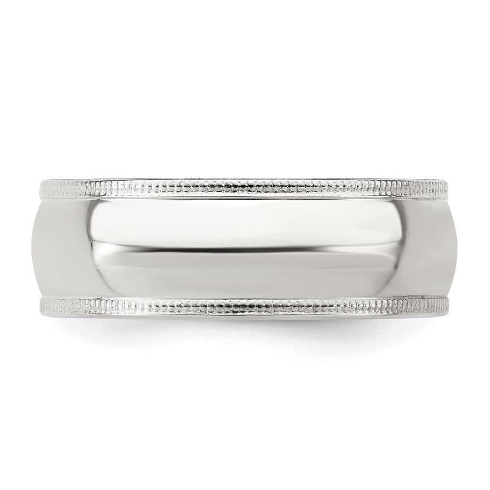 Sterlingsilber 7mm Komfort-Passform Halb Rund Milgrain Größe 11 Ring
