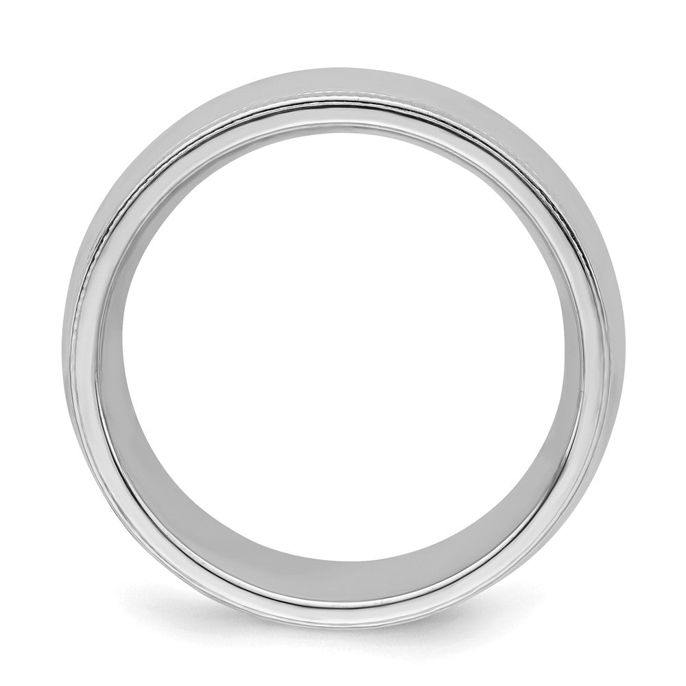 Sterlingsilber Rhodiniert 7mm Komfort-Passform Milgrain Ring