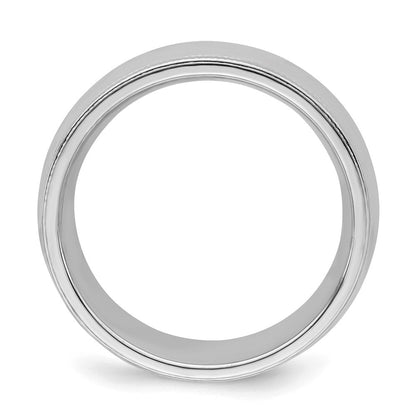 Sterlingsilber Rhodiniert 7mm Komfort-Passform Milgrain Ring