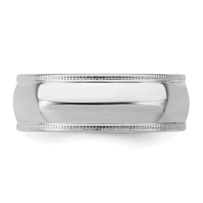 Sterlingsilber Rhodiniert 7mm Komfort-Passform Milgrain Ring