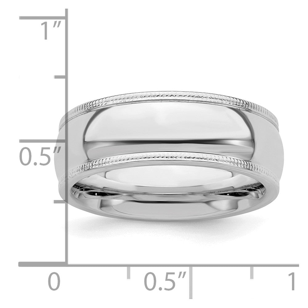 Sterlingsilber Rhodiniert 7mm Komfort-Passform Milgrain Ring
