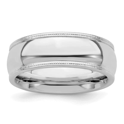 Sterlingsilber Rhodiniert 7mm Komfort-Passform Milgrain Ring