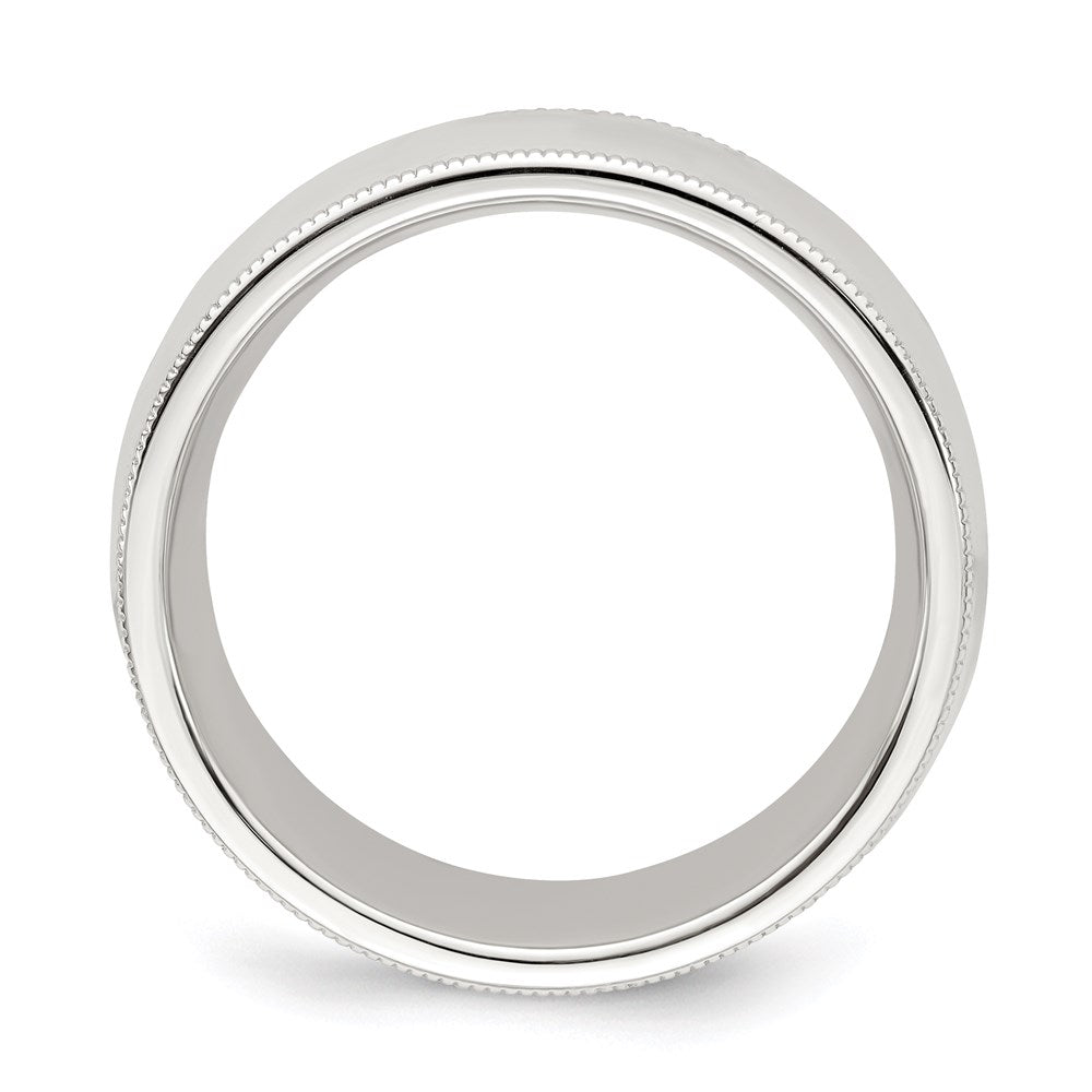 Sterlingsilber 8mm Komfort-Passform Halb Rund Milgrain Größe 4.5 Ring