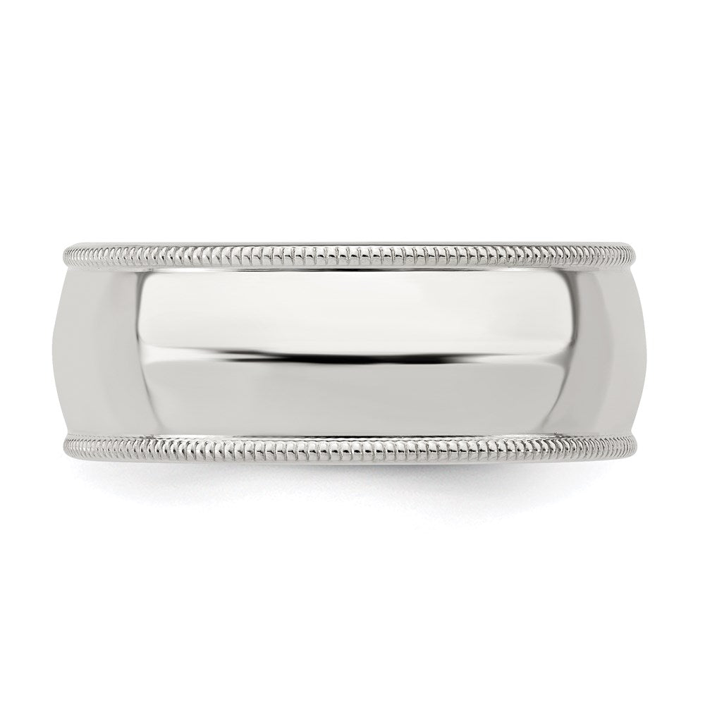 Sterlingsilber 8mm Komfort-Passform Halb Rund Milgrain Größe 4 Ring