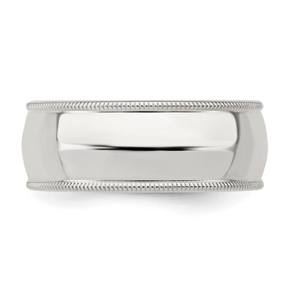 Sterlingsilber 8mm Komfort-Passform Halb Rund Milgrain Größe 7.5 Ring