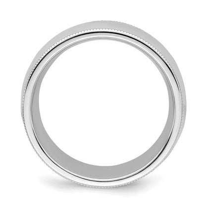 Sterlingsilber Rhodiniert 8mm Komfort-Passform Milgrain Ring