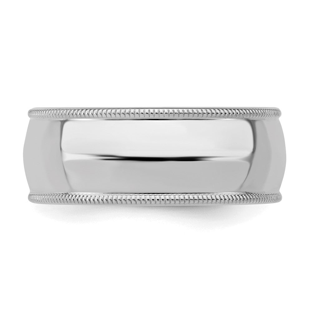 Sterlingsilber Rhodiniert 8mm Komfort-Passform Milgrain Ring