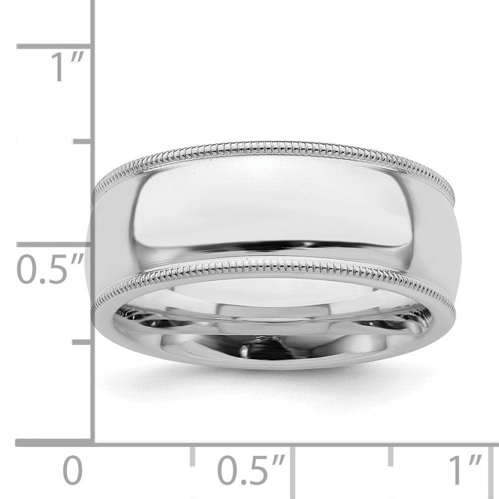 Sterlingsilber Rhodiniert 8mm Komfort-Passform Milgrain Ring