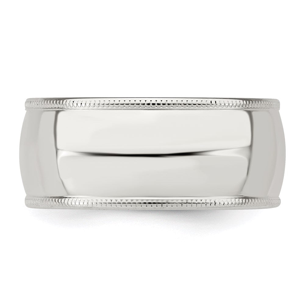 Sterlingsilber 9mm Komfort-Passform Halb Rund Milgrain Größe 12 Ring