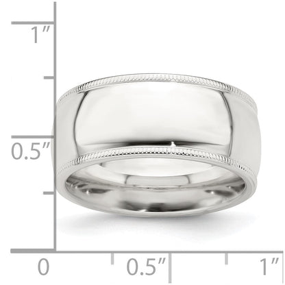 Sterlingsilber 9mm Komfort-Passform Halb Rund Milgrain Größe 11.5 Ring