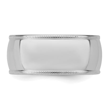Sterlingsilber Rhodiniert 9mm Komfort-Passform Milgrain Ring