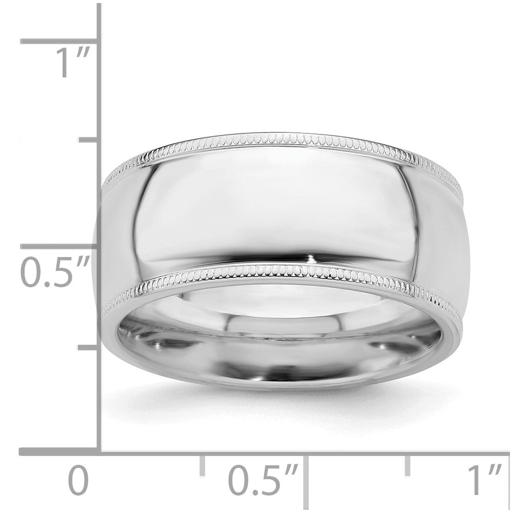 Sterlingsilber Rhodiniert 9mm Komfort-Passform Milgrain Ring