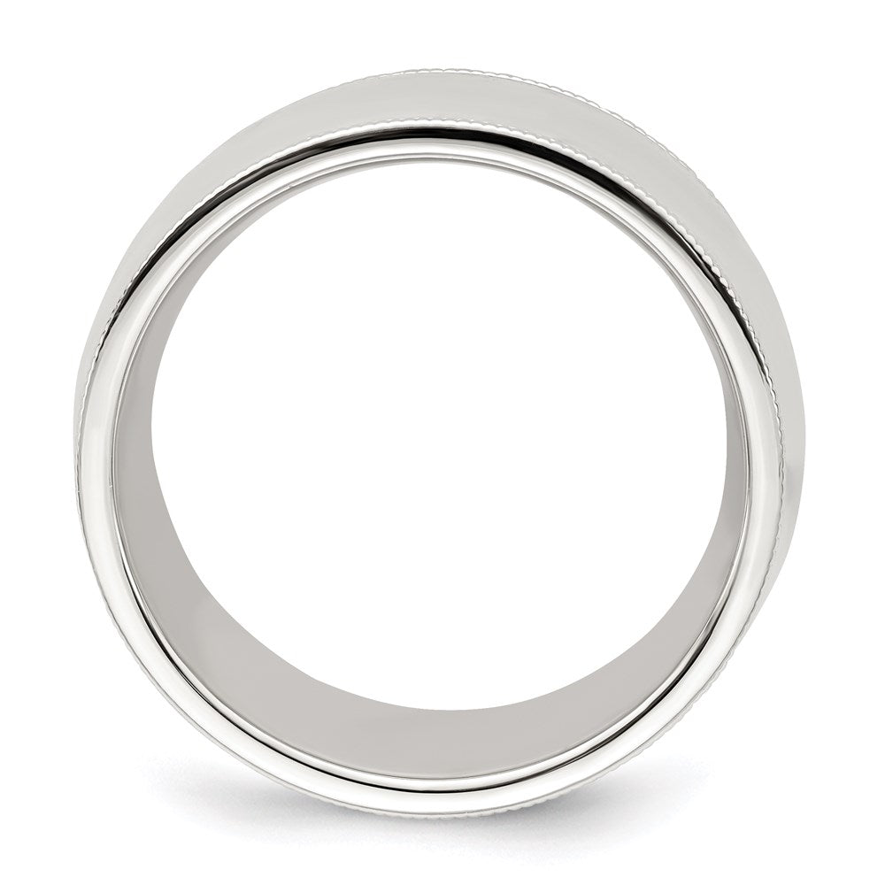 Sterlingsilber 10mm Komfort-Passform Halb Rund Milgrain Größe 7 Ring