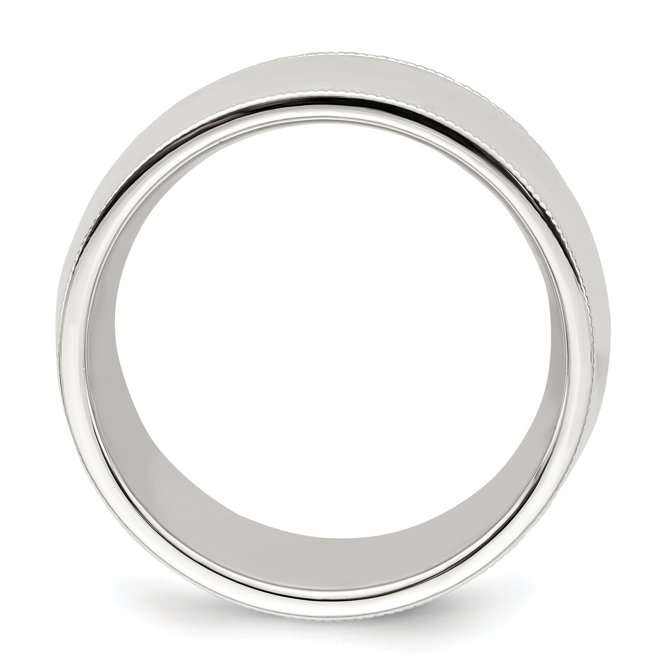 Sterlingsilber 10mm Komfort-Passform Halb Rund Milgrain Größe 5 Ring