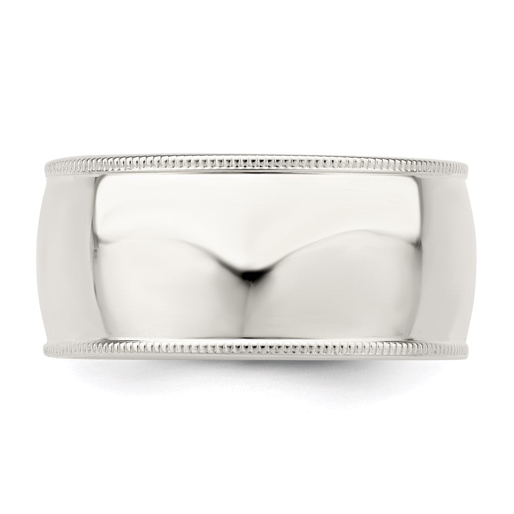Sterlingsilber 10mm Komfort-Passform Halb Rund Milgrain Größe 13 Ring