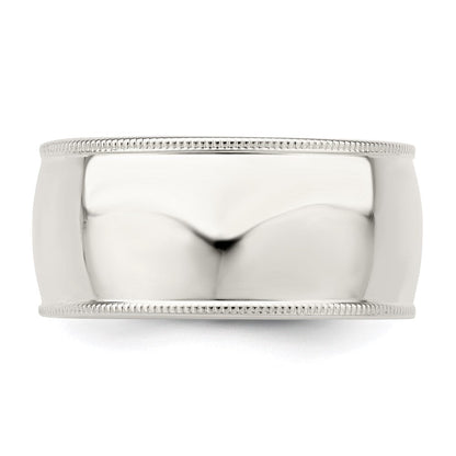 Sterlingsilber 10mm Komfort-Passform Halb Rund Milgrain Größe 13 Ring