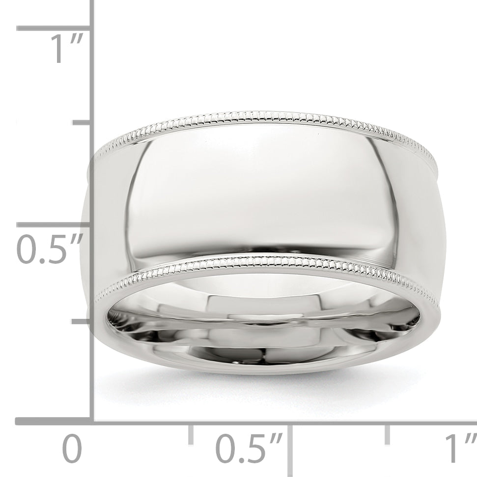 Sterlingsilber 10mm Komfort-Passform Halb Rund Milgrain Größe 5 Ring
