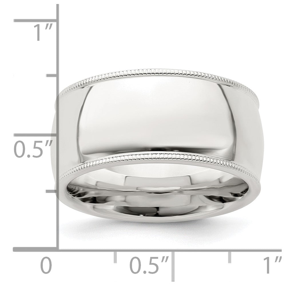 Sterlingsilber 10mm Komfort-Passform Halb Rund Milgrain Größe 6 Ring