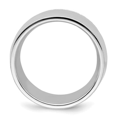 Sterlingsilber Rhodiniert 10mm Komfort-Passform Milgrain Ring