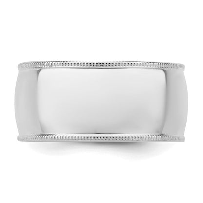 Sterlingsilber Rhodiniert 10mm Komfort-Passform Milgrain Ring