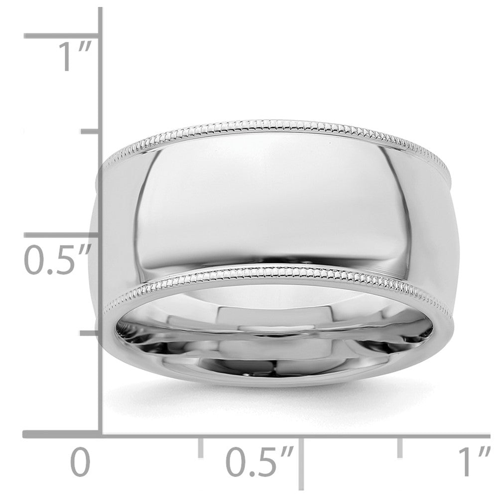 Sterlingsilber Rhodiniert 10mm Komfort-Passform Milgrain Ring