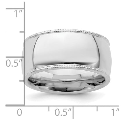 Sterlingsilber Rhodiniert 10mm Komfort-Passform Milgrain Ring