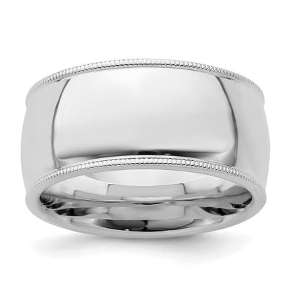 Sterlingsilber Rhodiniert 10mm Komfort-Passform Milgrain Ring