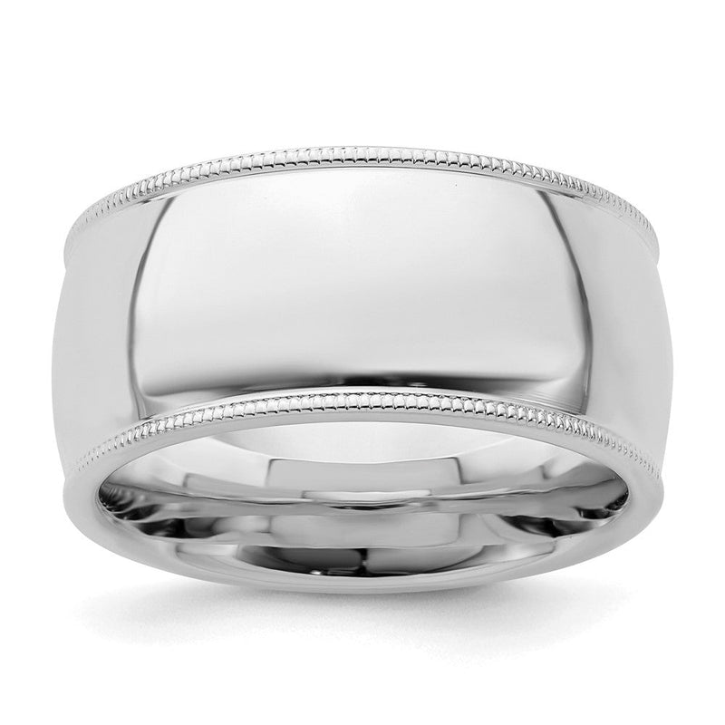 Sterlingsilber Rhodiniert 10mm Komfort-Passform Milgrain Ring