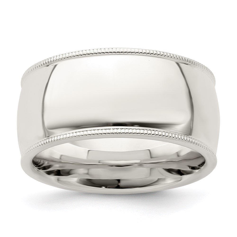 Sterlingsilber 10mm Komfort-Passform Halb Rund Milgrain Größe 8 Ring