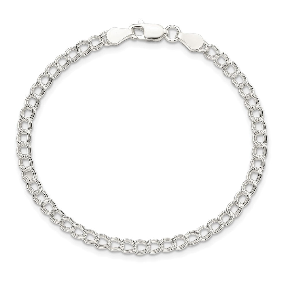 8 Zoll Sterlingsilber 3.5mm Massiv Doppelt Glieder Charm Armband